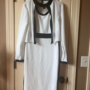 SHEIN White and Black Asymmetrical Dress